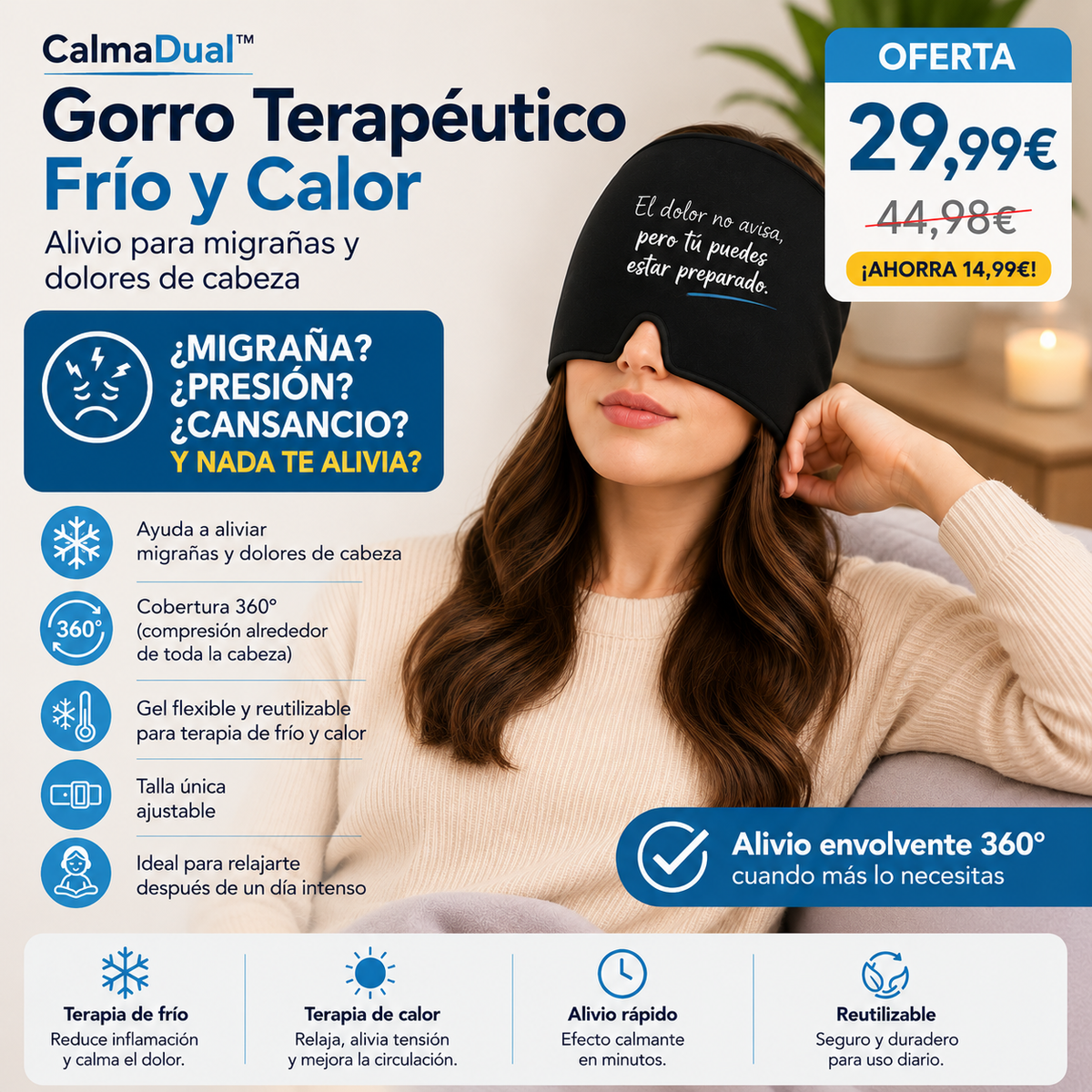 Gorro Frío y Calor para Migrañas – CalmaDual