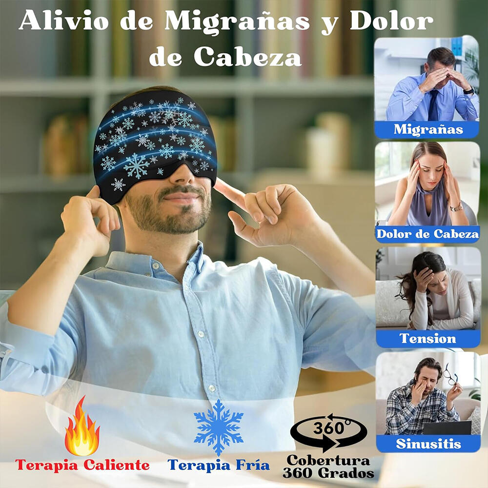 Gorro de Terapia Frío y Calor para Migrañas, Dolores de Cabeza y Relajación- CalmaDual